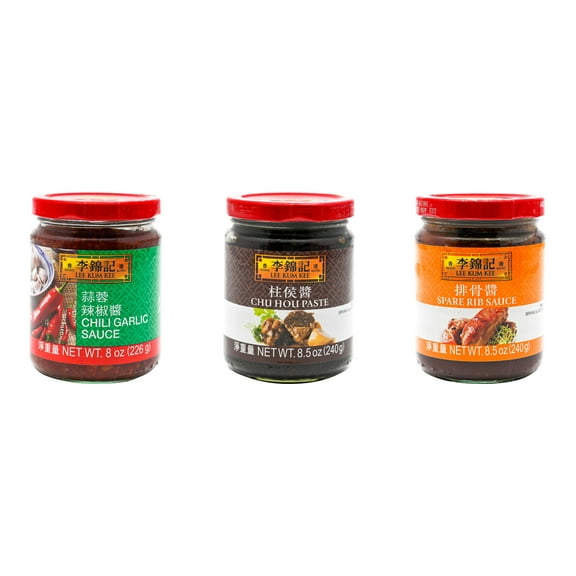 NineChef Brand Spoon Plus 3 Pack Lee Kum Kee Cooking Sauce, 3 Flavors(Chili Garlic Sauce,Chu Hou,Spare Rib Sauce)