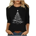 thumbnail image 2 of Fznquz Black Women T Shirt Casual Winter 3/4 Sleeve Tops 2025 Christmas Trendy Women Fashion,XXL, 2 of 5