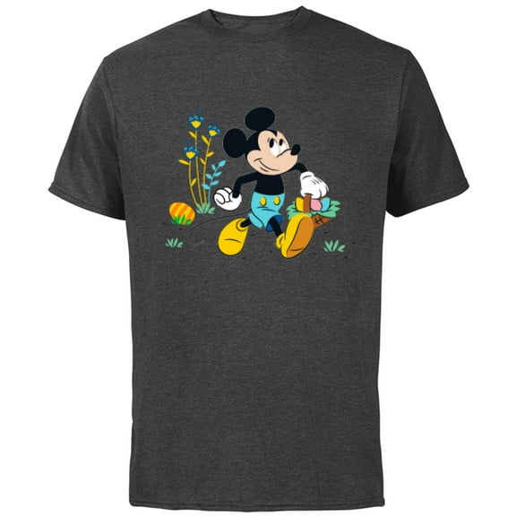 Disney Mickey Mouse Easter Egg Hunt - Short Sleeve Cotton T-Shirt for Adults - Customized-Charcoal