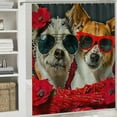 thumbnail image 6 of BCIIG Dogs Sunglasses Blanket Shower Curtain Set with Hooks 100% Polyester 36"x72, 6 of 7