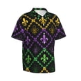 thumbnail image 2 of Balery Mardi Gra Geometric Print Men's Hawaiian Shirts Short Sleeve Beach Shirt Relaxed Fit Vacation Button Down Shirts-Large, 2 of 9