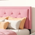 thumbnail image 2 of VIPLOV Queen Size Platform Bed Frame with Upholstered Velvet Button Tufted Headboard, Mattress Foundation with Wooden Slat Support, No Box Spring Needed, Easy Assembly, Noise Free,Pink, 2 of 6