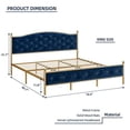 thumbnail image 6 of Litake King Size Bed Frame Upholstered Platform Bed with Velvet and Button Tufted Headboard, Heavy Duty Metal Mattress Foundation and Wood Slats No Box Needed for Bedroom in Gold and Blue, 6 of 6