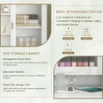 thumbnail image 3 of Danpinera Home 49" Fluted Makeup Vanity Desk with Lighted Mirror & Glass Top, White, 3 of 9