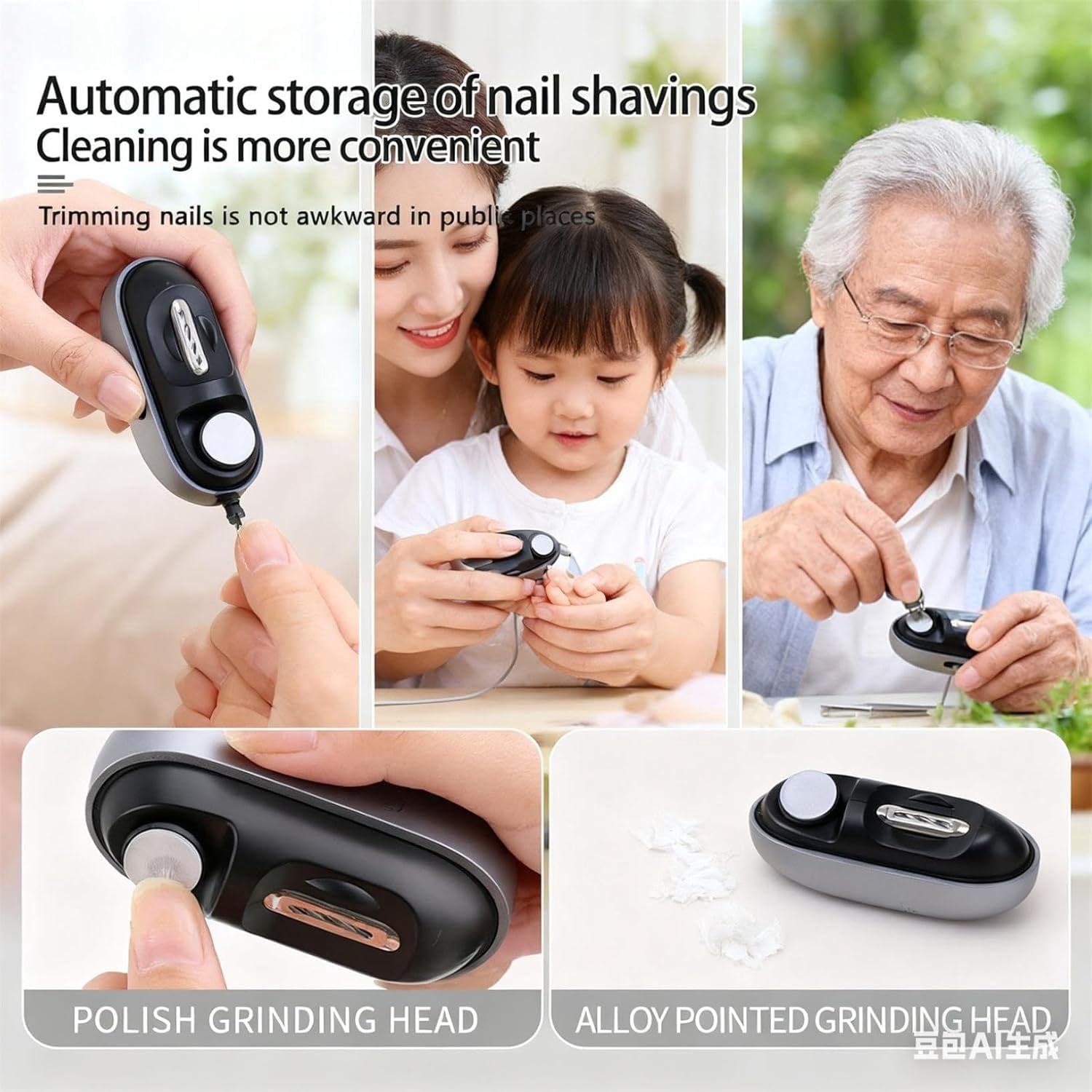 Sherum Easyclip Smart Nail Clipper, 2025 Upgraded 3-in-1 Automatic Nail Trimmer with LED Light and Clip Storage, Safer for Infants, The Elderly, and Adults（x）