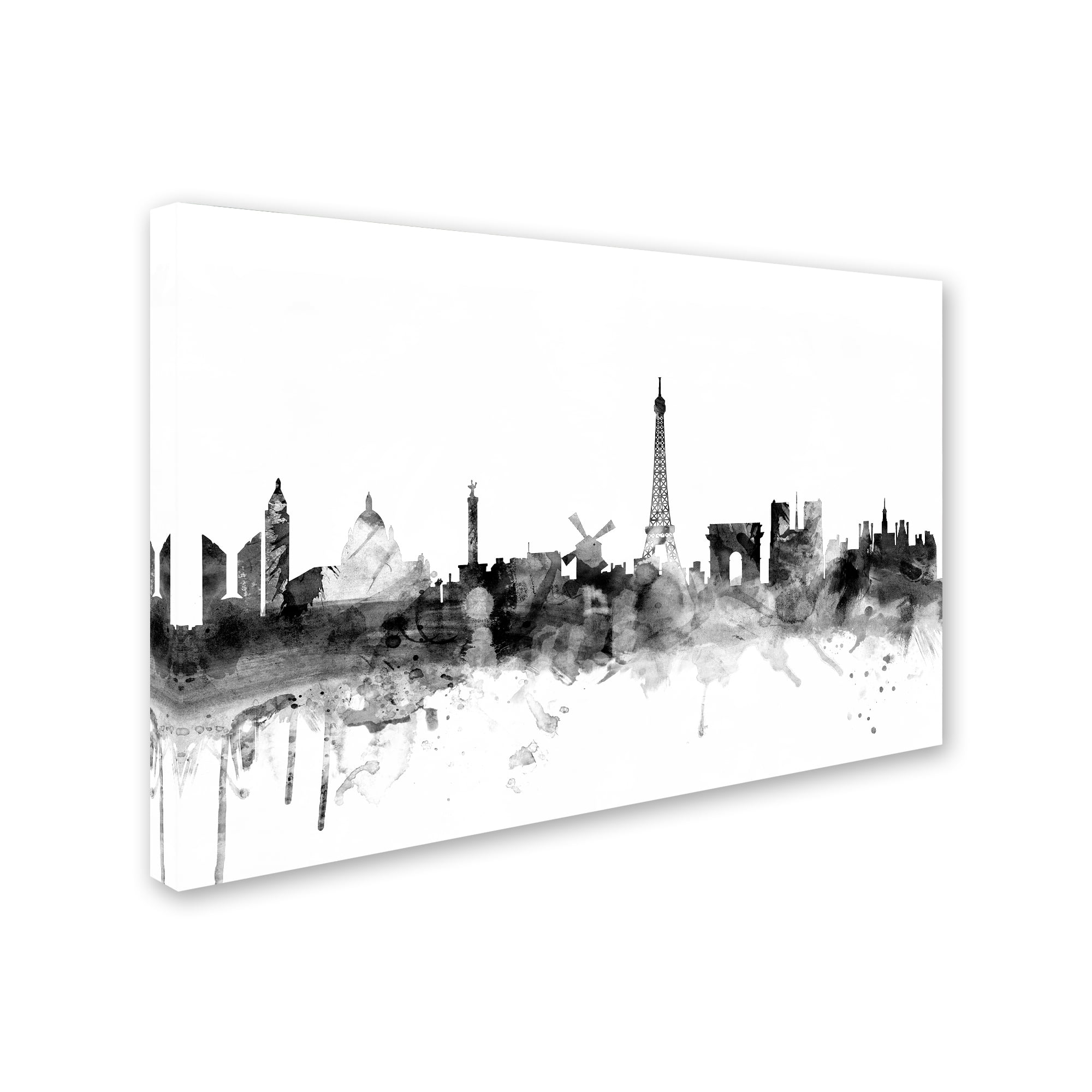 Trademark Fine Art "Paris France Skyline B&W" Canvas Art by Michael Tompsett