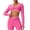 Hot Pink-workout tops for women, variant on FNFYFH Long Sleeve Crop Halter Tops for Women V Neck Ruched Padded Workout Gym Cropped T Shirt Y2k Yoga Pilates Ballet Top with Thumb Holes