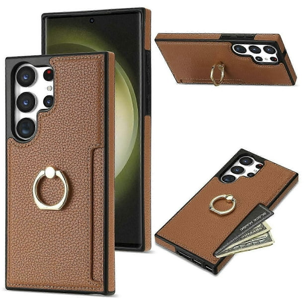 for Samsung Galaxy S24 Ultra Wallet Case, Leather Case with Credit Card Holder, 360Rotation Ring Kickstand Protective Phone Case