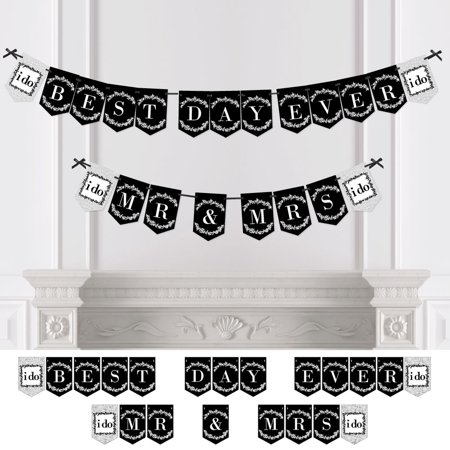 I Do - Wedding & Bridal Shower Bunting Banner - Black Party Decorations - Best Day Ever Mr & (Best Banner And Sign)