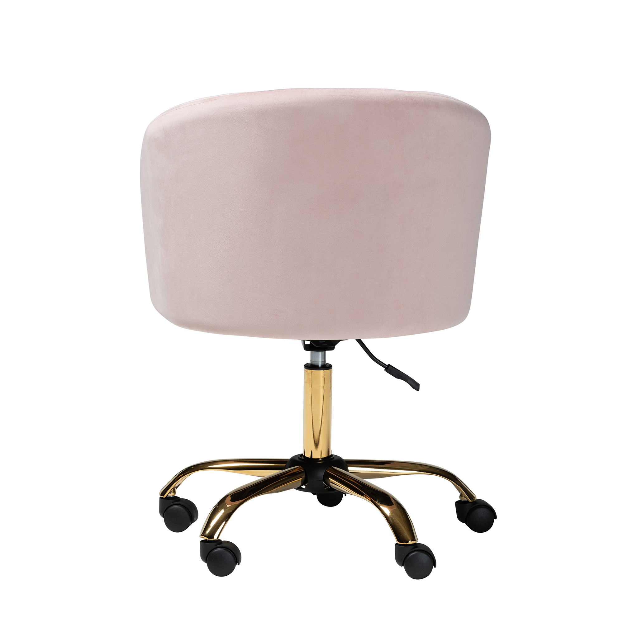Baxton Studio Ravenna Contemporary Glam and Luxe Blush Pink Velvet Fabric and Gold Metal Swivel Office Chair