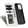 thumbnail image 3 of Luxury PU Leather Wallet For iPhone 12 /12 Pro, Folio Premium Leather Phone Case with Kickstand Card Holder Magnetic Flip Shockproof Protective Cover for iPhone 12 /12 Pro 6.1 inch, White, 3 of 7