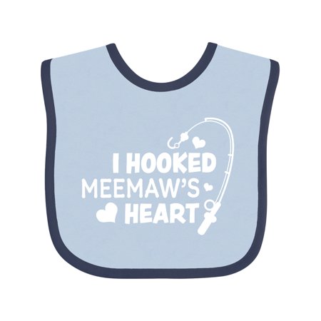 

Inktastic I Hooked Meemaw s Heart with Fishing Rod Gift Baby Boy or Baby Girl Bib