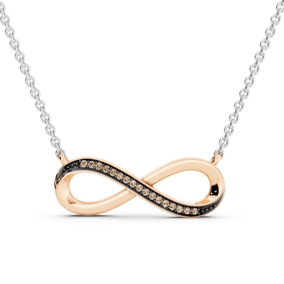 Dazzlingrock Collection 0.06 Ctw Round Champagne Diamond Infinity Shape Pendant Necklace with 18 inch Silver Chain for Women, 10K Rose Gold