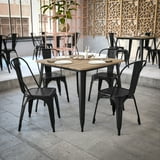 Declan Commercial Indoor/Outdoor Dining Table with Umbrella Hole, 36