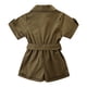 thumbnail image 1 of Gibobby pantalones siameses de pierna ancha Mono cargo con estilo de manga corta para niña de verano(Verde， 1-2 Años), 1 of 5