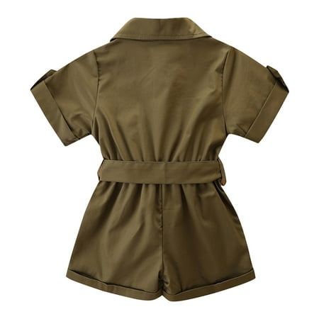 

Toddler Girl Outfits Summer Short Sleeve Stylish Cargo Jumpsuit Sweet and Lovely Girl Clothes