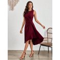 thumbnail image 2 of Elegant stylish sleeveless solid color A-line pleated dress, 2 of 6