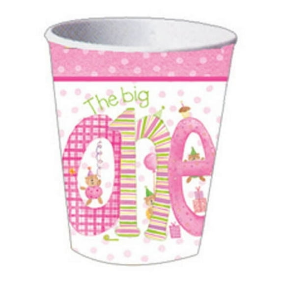 1st Birthday 'The Big One' Teddy Bear Pink 9oz Paper Cups (8ct)