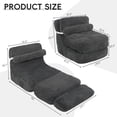 thumbnail image 2 of ANPOO 82" Single Corduroy Convertible Sleeper Sofa - Folding, Pillow Included, Back Support, Side Pocket, Zippers, Handles and Straps, Portable for Living Room & Bedroom, Dark Gray, 2 of 9