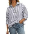 thumbnail image 3 of Jsaierl 3/4 Length Sleeve Womens Tops Plus Size V Neck Shirts Trendy Graphic Ladies Blouses Work Cotton Tunic Top S-2XL, 3 of 8