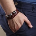 thumbnail image 6 of Yesbay Vintage Men's Women's Faux Leather Multilayer Bracelet Bangle Wristband Jewelry-Brown1, 6 of 7
