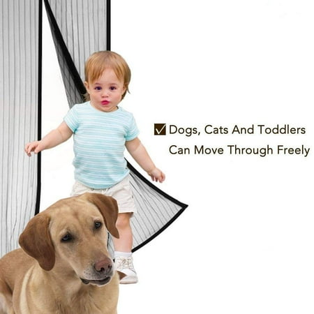 2PCS Magnetic Screen Door,Bluesim Screen Door Mesh Curtain with Full Frame Stickers, Fits Door Up To 39"x82" , Keep Mosquitoes,Flies and Bugs Outside