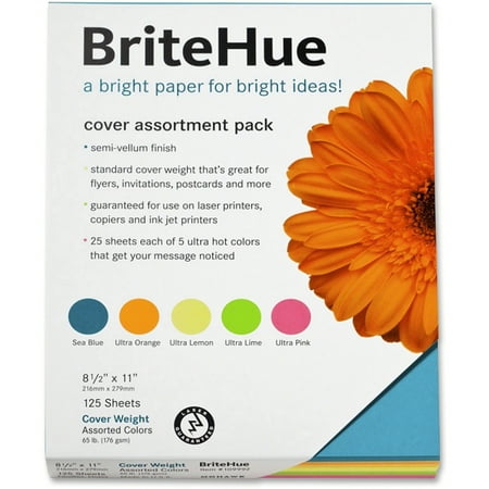 BriteHue Inkjet, Laser Copy & Multipurpose Paper, Ultra Lemon, Ultra Orange, Ultra Lime, Ultra Pink, Sea Blue
