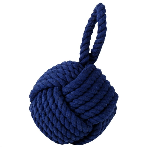 Nautical Rope Knot Door Stop, Royal Blue, Cotton, Handmade, 6 Inches, Weighted