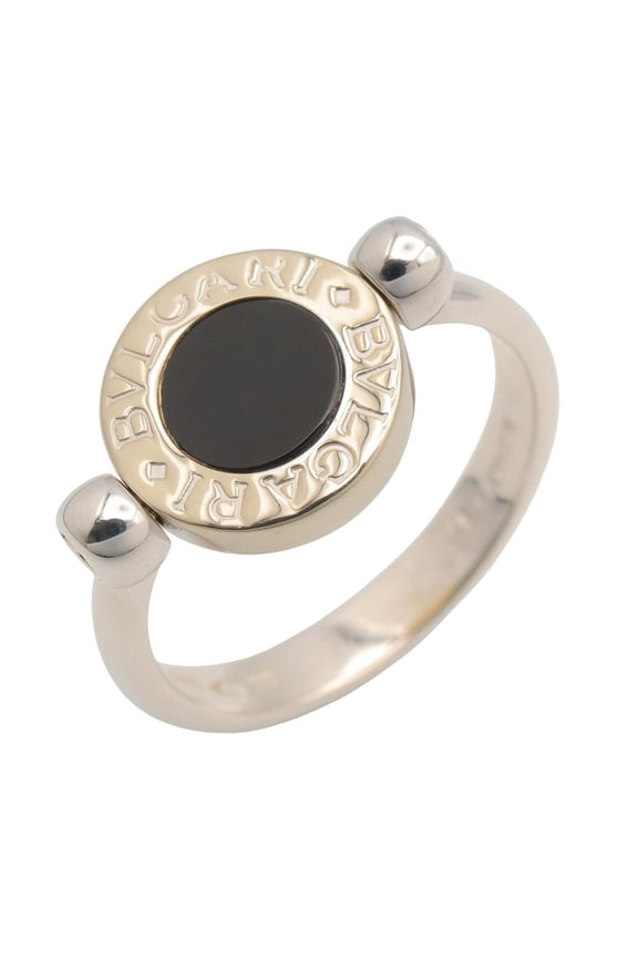 Pre-Owned BVLGARI Onyx Ring - Ring/Finger Jewelry 18K (Yellow Gold) 18KWG (White Women's Silver...
