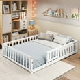 thumbnail image 2 of Gymax Full Size Floor Bed Montessori Bed Frame w/ Full-length Guardrails & Safety Door White, 2 of 10