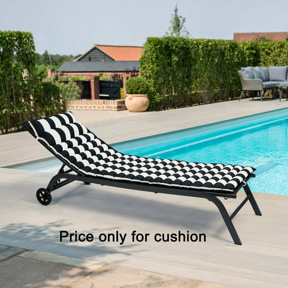 SYNGAR Chaise Lounge Cushion, 2-Piece Outdoor Lounge Chair Cushion, Black&White