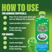 Green Gobbler Garbage Disposal & Sink Drain Cleaner, Elminates Foul Odors and Clogs, Enzymatic Formula, 22.6 fl oz - 6 Uses