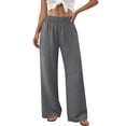 thumbnail image 6 of Wide Leg Pants for Woman Dressy Stretchy High Waisted Trousers with Pockets Casual Lounge Pants Gray M, 6 of 10