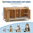 thumbnail image 3 of 47.3” Large Double Cat Litter Box Enclosure Furniture - Hidden Rattan Cabinet with Removable Mat & 2 Hooks for 2 Cats, 3 of 9