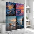 thumbnail image 5 of Beach Conch Shower Curtain Set - 72" x 78" Washable Bathtub Curtain with 12 Hooks, Ocean Boat Pink Sunset Reef Coastal Seascape Waterproof Fabric Stall Shower Curtains for Bathroom/Bathtub Décor, 5 of 6