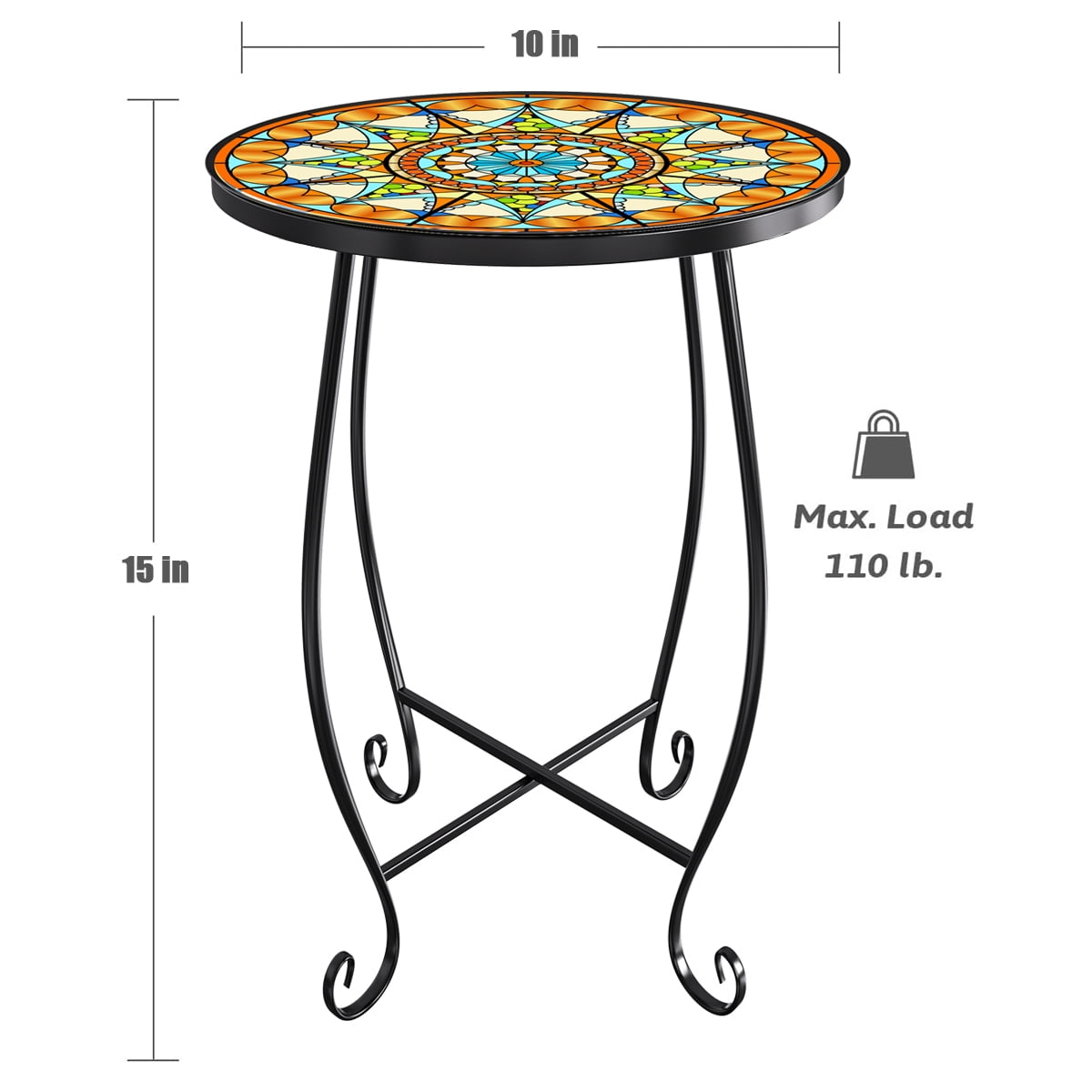 Haibin 2 Pack Outdoor Side Table, 15 inch High Small Patio Outdoor Table Indoor Folding Round End Table with Plant Stand for Bistro Balcony Garden
