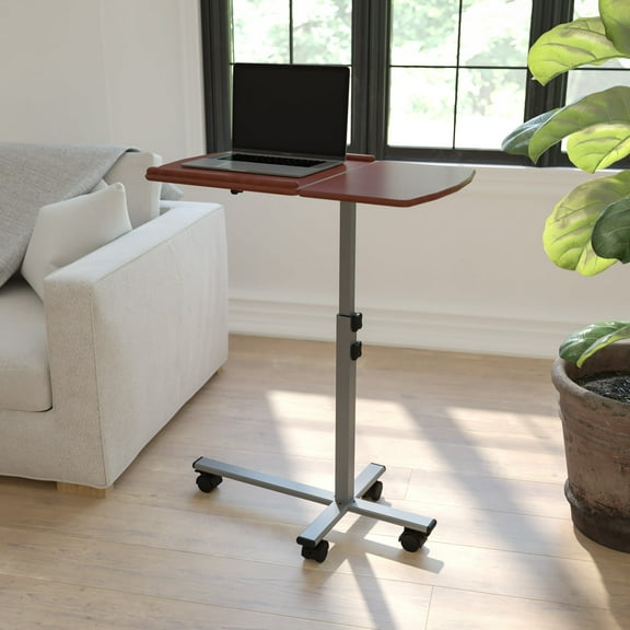 Emma   Oliver Cherry Angle and Height Adjustable Mobile Laptop Computer Table