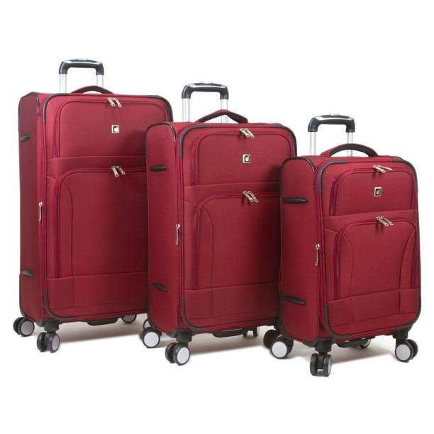 Dejuno Symphony Lightweight 3-Piece Spinner Luggage Set - Burgundy ...