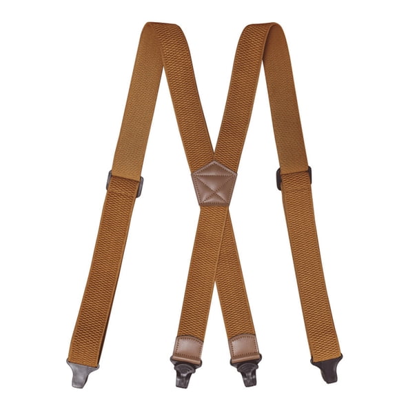 MOJOGO Unisex Suspenders Casual Solid X Shape Adjustable Elastic Braces 1.5 In Heavy-Duty Suspender Brown Free Size