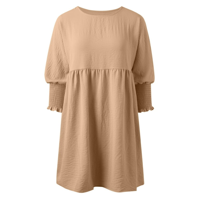 YUHAOTIN Female Long Easter Dress for Women's Midi Dress Long Sleeve Sleeve  Shirred Bodice Floral Dress for Fall Party Beach Brown Dress Woman Velvet  Dress for Women - Walmart.com