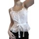 thumbnail image 3 of VISgogo Chaleco de flores de encaje francés para mujer, sin mangas, cuello cuadrado, dobladillo con volantes, camisetas sin mangas recortadas ajustadas VISgogo moda, 3 of 6