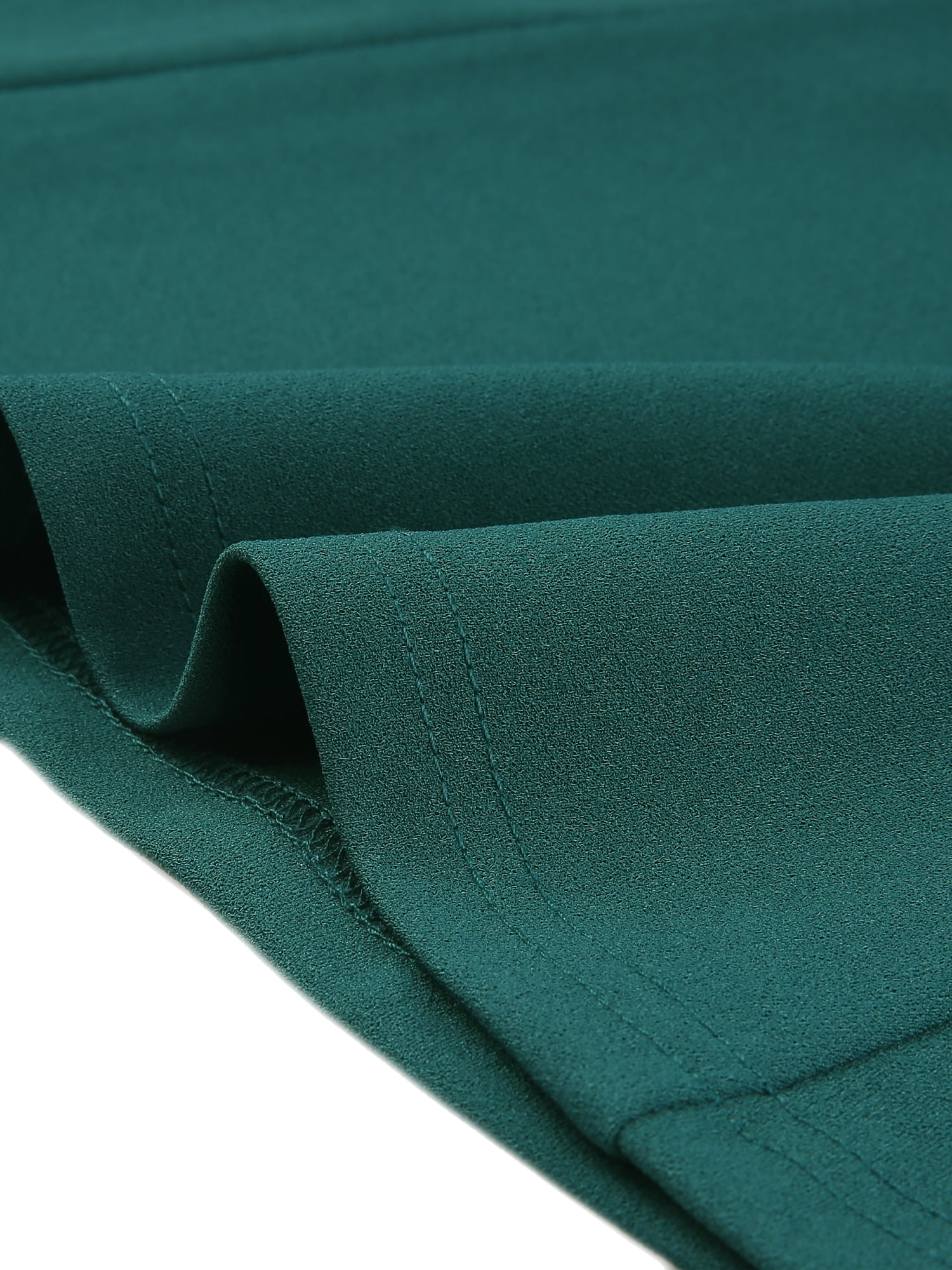 Unique Bargains Women's Work Office Dress Square Neck Knee Length Belted Dress L Dark Green
