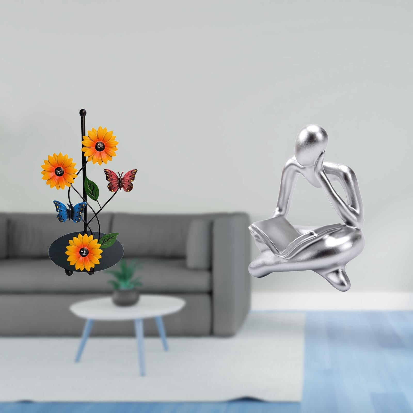 Fiocias Toilet Paper Holder Paper Towel Holder Countertop Kitchen Roll Holder Abstract Reader Figurine Iron Resin Modern Statue Suitable for Home Living Room