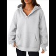 thumbnail image 3 of Sudadera con Capucha de Gran Tamaño con Cuello en V y Abertura para el Pulgar para Mujer, Estilo Y2K, Moda de Otoño. Gris M, 3 of 8