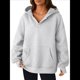 thumbnail image 3 of Sudadera con Capucha de Gran Tamaño con Cuello en V y Abertura para el Pulgar para Mujer, Estilo Y2K, Moda de Otoño. Gris L, 3 of 8