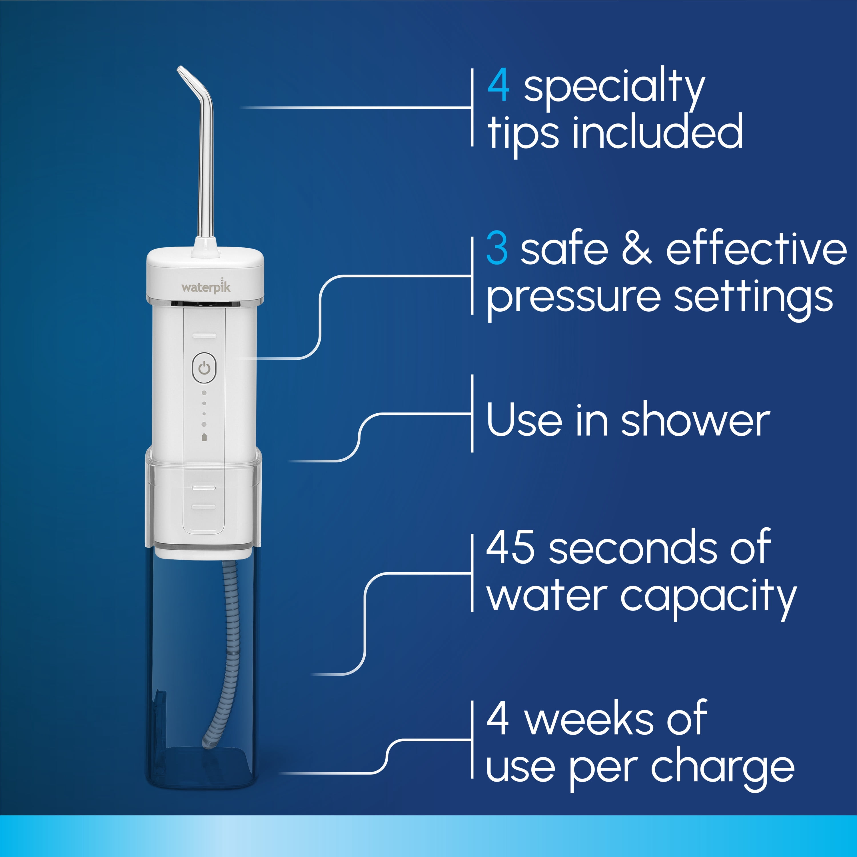 Waterpik Cordless Slide Water Flosser with 3 Settings, 4 Tips, ADA