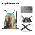 thumbnail image 4 of Xecao Sunshine Cloud Cute Cat Pattern Sports Drawstring Backpack - String Swim Gym Bag with Wet Proof Pocket for Women&Men-Medium, 4 of 6