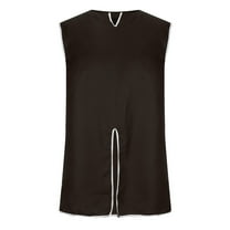 Renaissance Priest Top for Men Sleeveless Tank Vest Romper Split Medieval Performance Party Outfit No Belt (Medium, Brown)