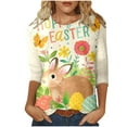 thumbnail image 2 of Aboser 3/4 Sleeve Tops for Women Happy Easter Day T Shirt Cute Bunny Rabbit Graphic Tees Casual Loose Fit Tshirt Easter Eggs Crewneck Tunic Top, 2 of 4