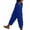 Blue, variant on HNMKIU Wide Leg Pants Buttons on Side Solid Color High Waisted Fashion Drawstring Elastic Comfortable Trousers for Women ,XXXL